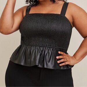 Torrid Faux Leather Peplum Smocked Cami Top Black
Sleeveless Size 2 (18/20)